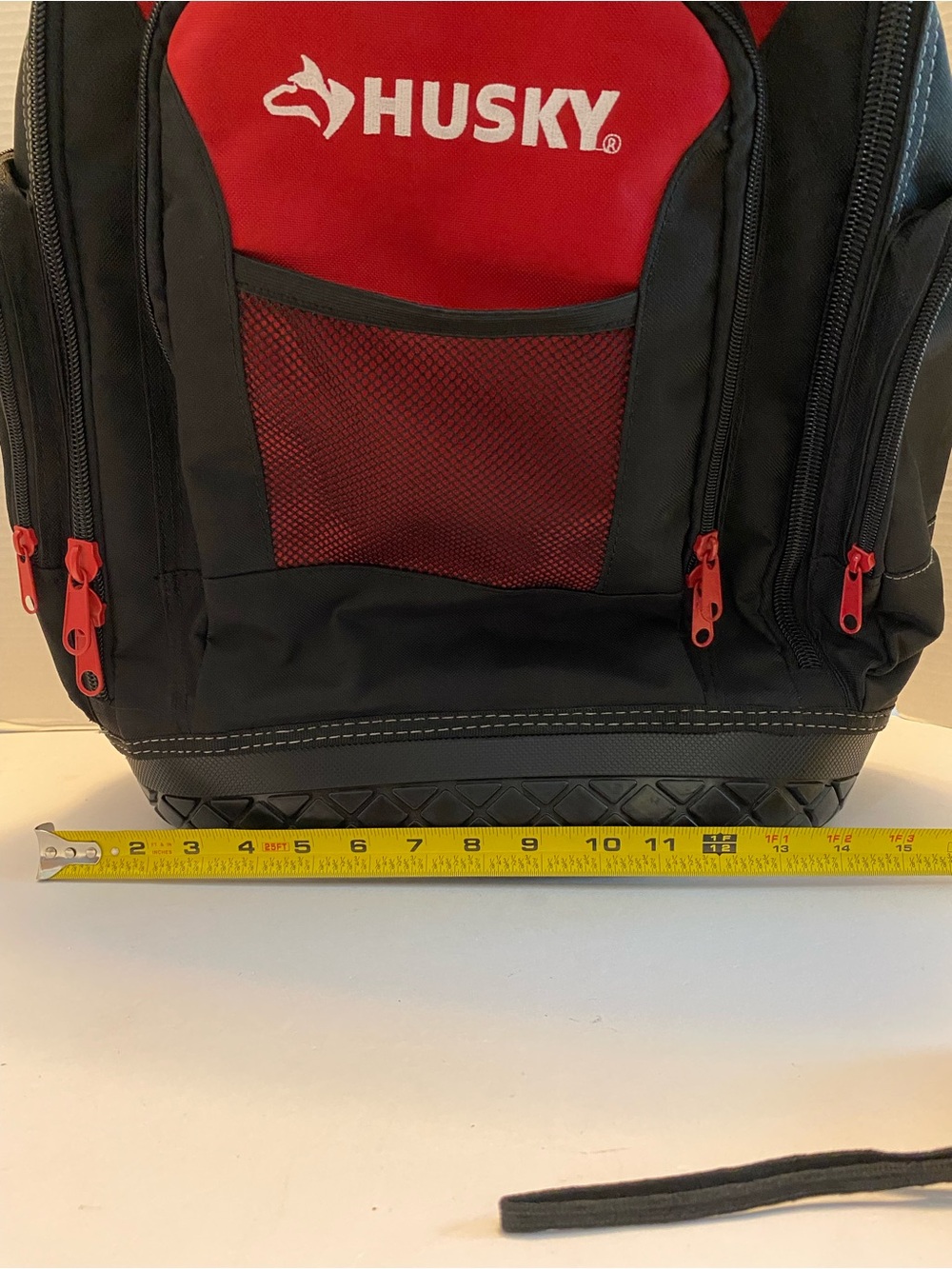 Husky Tool Backpack Heavy Duty Rubber Bottom Storage Bag Cushion Back Red Black - Picture 15 of 16